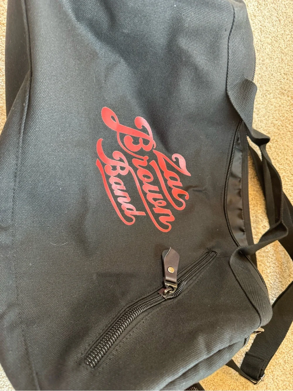 Zac Brown Band Black Duffel Bag with Matching Trucker Hat, socks and accessories